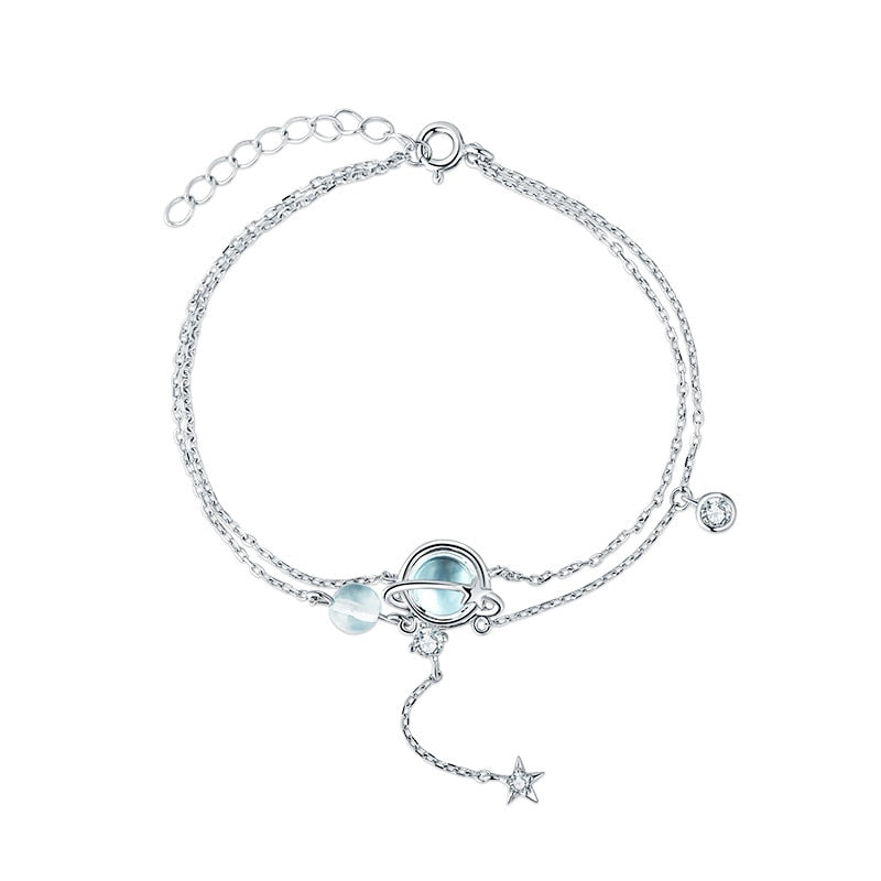 Christmas Gift alloy Double Layer Tassel Planet Star Charm Bracelet &Bangle For Women Girls Party Bohemian Jewelry SL269
