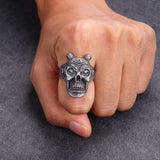 Aveuri New Fashion Punk Style Unisex Classical Evil Horns Skull Ring For Fine Birthday Party Celebration Gift Women Jewelry Set Anillos