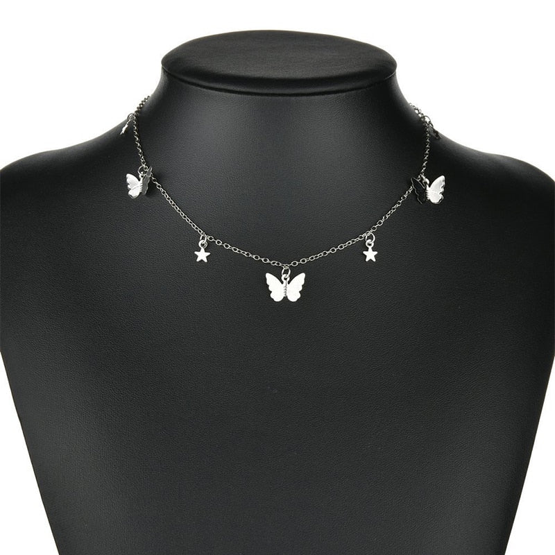 LATS Butterfly Choker Necklace For Women Gold color Chain Statement Collar Female Chocker Best Shining Jewelry Party 2023 New