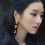 AVEURI Trendy Punk Ye-Ji Seo Gold Silver Color Metal Geometric Irregular Long Tassel Drop Earrings For Women Girls Jewelry