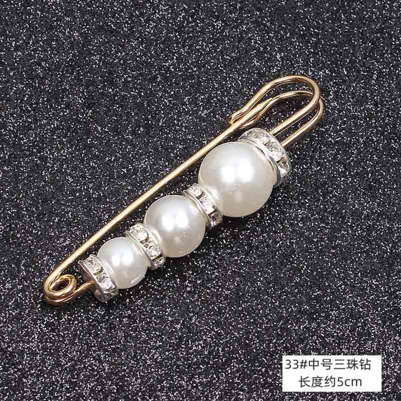 Lapel Pin Women Simulated-Pearl Pendant Pins Crystal Rhinestone Brooch For Woman Scarf Buckle Clips Hat Clothes Multipurpose Pin