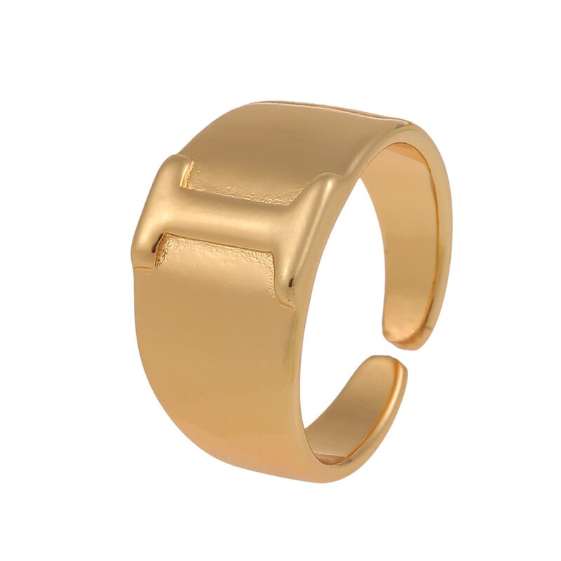 Letter Ring Women 2023 New Vintage Simple Adjustable Gold Color Hollow Opening Finger Ring For Women Jewelry Gift