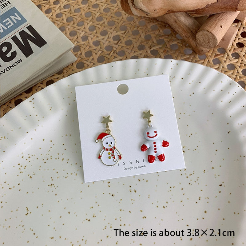 Christmas Gift New Trendy Statement Christmas Tree Earrings For Women Santa Claus Snowman Drop Earrings Jewelry Girls Christmas Gifts Wholesale