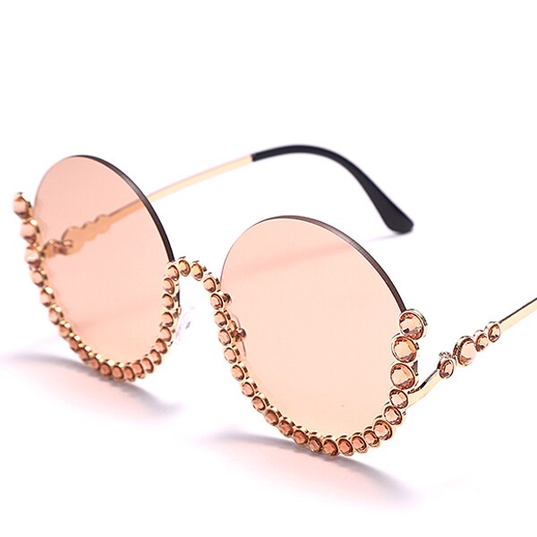 Aveuri Vintage Round Diamond Sunglasses Women 2022 New Luxury Women Oval Crystal Retro Glasses Fashion Rhinestone Shades Eyewear UV400