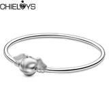 Christmas Gift Classic Series Silver Plated Heart Bracelets Bangles Fit Original Beads Charms Brand Bracelet For Women DIY Jewelry Gift