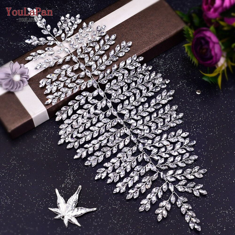 Aveuri HP240 Artificial Wedding Hair Accessories Exquisite Bridal Floral Headbands Wedding Big Crown For Bride Tiara Headwear