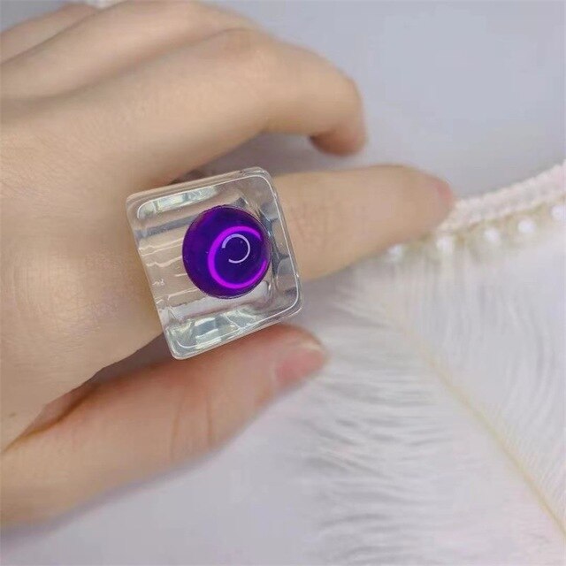 Aveuri 2023 1PC Korea Fashion New Geometric Square Colorful Resin Acrylic Big Rings For Women Chic Rings Jewelry Gifts