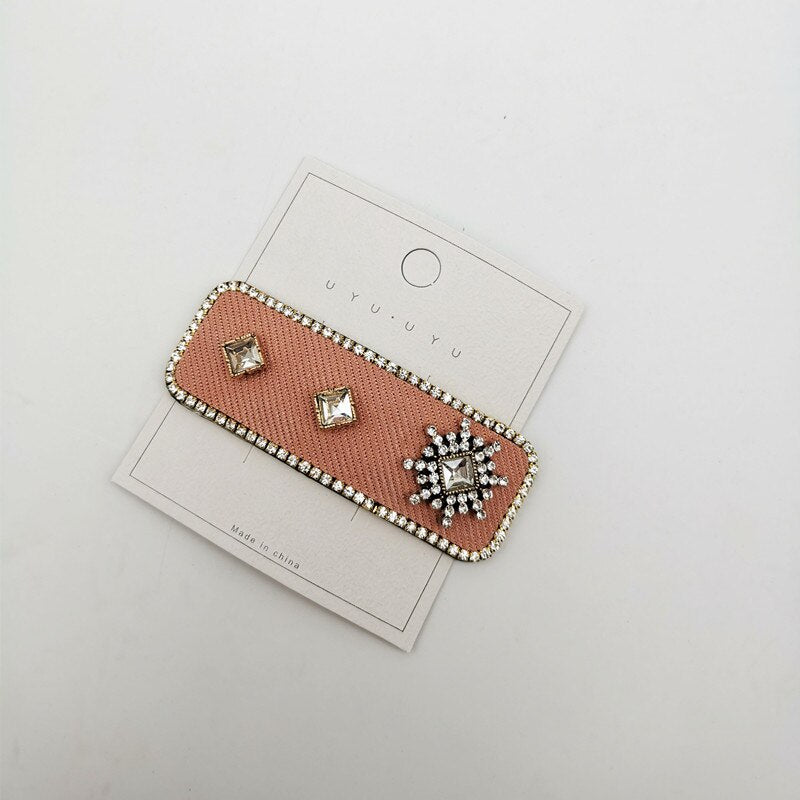 Diamond-studded candy-colored hair clip fashion hair accessories women rhinestone drop-shaped rectangular BB clip wild hairpins