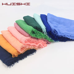 HUISHI Head Scarf Women Wholesale Price 70*180cm Women Muslim Crinkle Hijab Scarf Femme Musulman Soft Cotton Headscarf Islamic