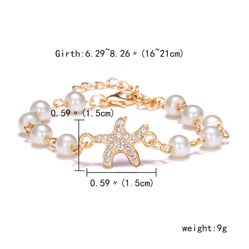 Christmas Gift Korean Fashion Star Starfish Cross Butterfly Angel Wings Charm Imitation Pearl Bracelet For Women Jewelry Summer Beach Style