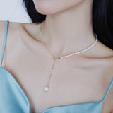 Christmas Gift 2023 New Elegant Natural Baroque Pearl Chain Necklace For Woman‘s Sexy Neck Chain Accessories For Korean Fashion Jewelry Girls