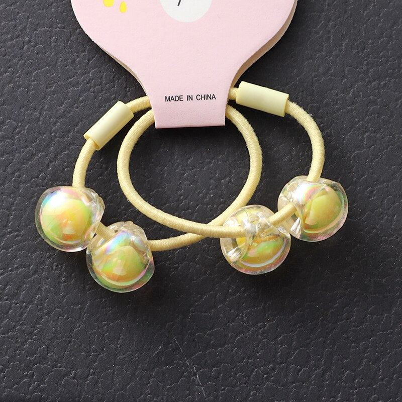 Back to school 2023 AVEURI A Pair Cute Baby Transparent Bear Hair Bands Hair Accessories Girls Hair Ring Rubber Band Elastic Hair Band Kids Headwear