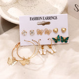 Aveuri Trendy Big bead Drop Earrings Set For Women Fashion Gold Geometric Circle Chain Earrings 2023 NEW Set of Earrings Jewelry