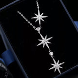 Christmas Gift Trendy Star Pendant Chain Necklace Shiny Simple Stars Zircon Silver Jewelry For Women Wedding Gift