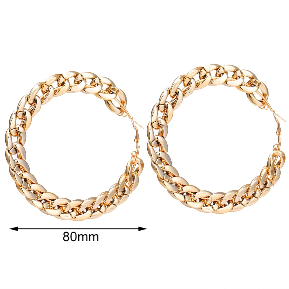 Aveuri Statement Gold/Sliver color Big Bamboo Circle Hoop Earrings For Women Hip Hop Earrings set Classic Jewelry 3pcs/set