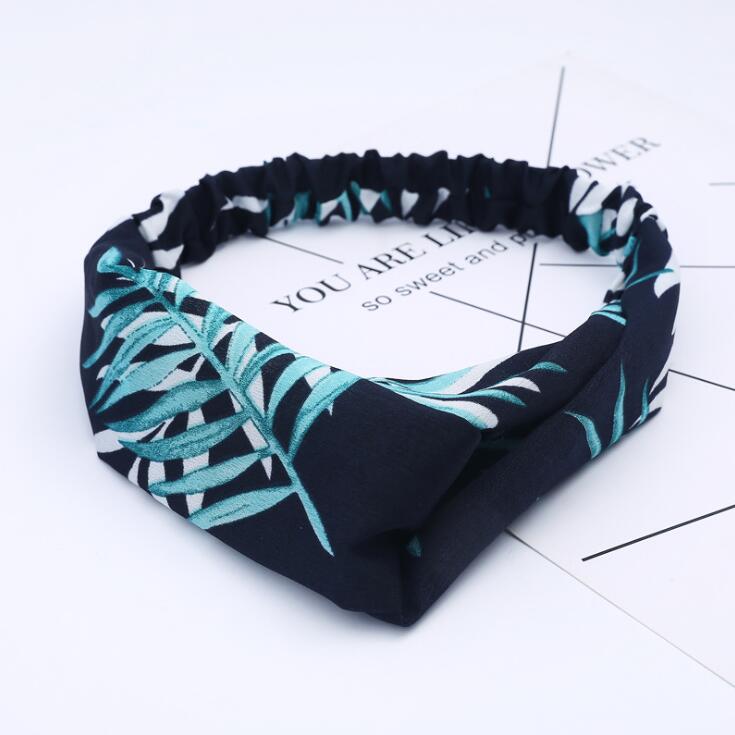 Aveuri Back to school Fashion Women Headband Cross Top Knot Elastic Hair Bands Vintage Print Girls Hairband Hair Accessories Twisted Knotted Headwrap