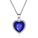 Christmas Gift 2023 New Titanic Heart Of Ocean Blue Heart Love Forever Pendant Necklace For Women Men Jewelry Gift