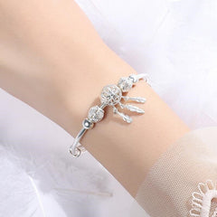 Christmas Gift alloy Dreamcatcher Tassel Feather Round Bead Charm Bracelet &Bangle For Women Fashion Elegant Jewelry sl209