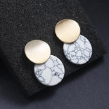 Aveuri French Retro Matte Gold Drop Earrings for Women Geometric Round Metal Dangle Earrings Fashion Jewelry Wholesale Earings