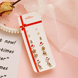 Christmas Gift 8pcs/set Christmas Earrings Jewelry Accessories Set Cute Santa Claus Snowman Tree Bell Christmas Gifts For Women Girls Kids