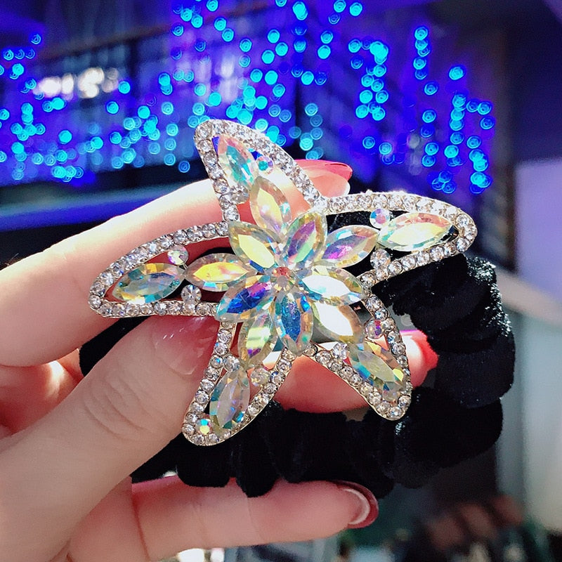 Aveuri Ball Head Rhinestone Starfish Tie Hair Large Intestine Ring New Adult Flannel Metal Hair Ring Headdress