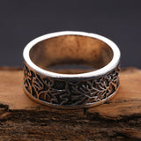 Aveuri Men's Finger-Ring Maple Leaf Carving Ring Unique Birthday Anniversary Ring Jewelry Accessories Gift For Father Boyfriend