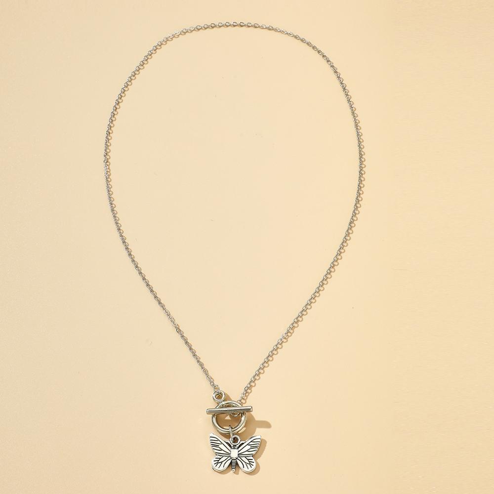 Aveuri Elegance Big Butterfly Pendant Necklace for Women Trendy Silver Color Chain Choker Necklace Party Jewelry 4 Style 15295