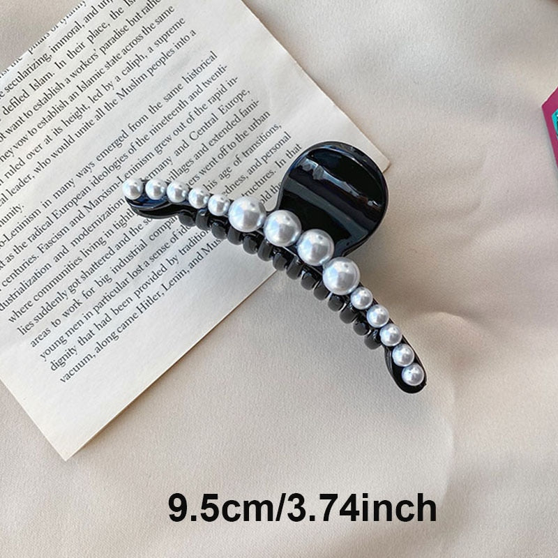 Aveuri Back to school New Elegant Pearl Hair Claws Woman Hair Clip Hairpins Hair Accessories Girls Hair Crab Headwear Hairgrip Fashion Barrettes