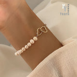 Aveuri Stainless Steel Hear Splicing bead  Bracelets For Woman in 2023 Korean Fashion Jewelry Elegant Simple Accessories Girls Bracelet