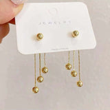 Christmas Gift 2023 New Golden Pea Tassel Drop Earrings For Woman Korean Fashion Jewelry Party Neo Gothic Girls Unusual Ear Accessories