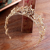 Gold Color Crystal Crowns Bride Tiara Fashion Queen For Wedding Crown Headpiece Branches Dragonflies Wedding Hair Jewelry