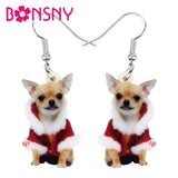 Christmas Gift Acrylic Christmas Sweet Chihuahua Dog Earrings Drop Dangle Animal Pets Jewelry For Women Girls Teens Party Gift Accessory