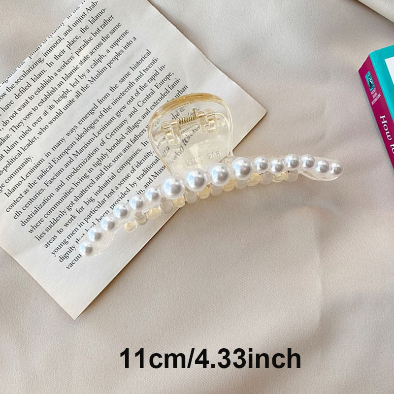 Aveuri Back to school New Elegant Pearl Hair Claws Woman Hair Clip Hairpins Hair Accessories Girls Hair Crab Headwear Hairgrip Fashion Barrettes