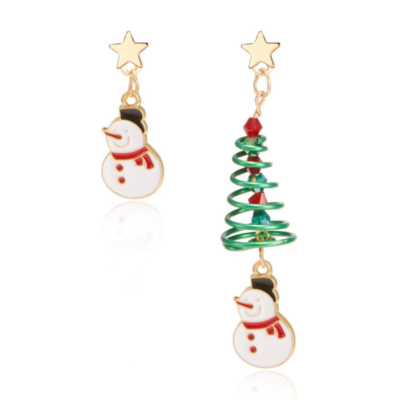 Christmas Gift New Trendy Statement Christmas Tree Earrings For Women Santa Claus Snowman Drop Earrings Jewelry Girls Christmas Gifts Wholesale