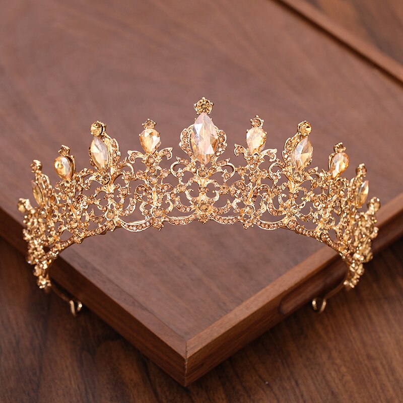 Bridal Crown And Tiara Headpiece Gold Silver Color Rhinestone Crystal Diadem Queen Crown Princess Tiaras Wedding Hair Jewelry