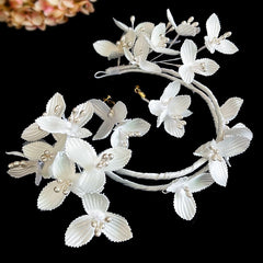 Wedding Hair Accessories White Flower Headbands Hairbands Tiaras Beaded Riborn Floral Headdress Bridal Headware diademas