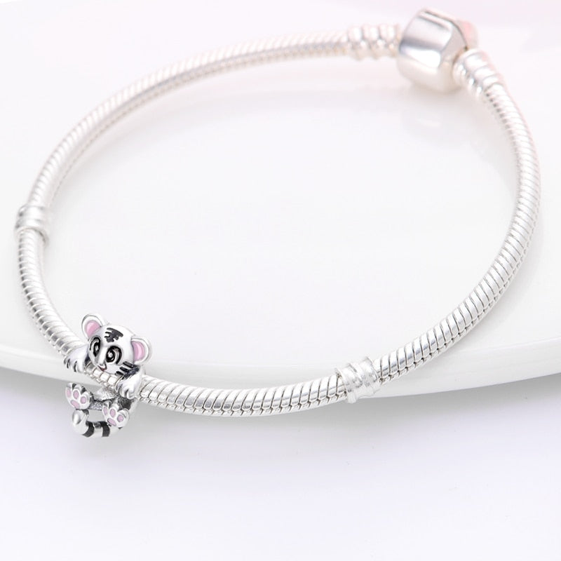 New Silver Color Cat Shape Beads Fit Original Pandach Bracelet Women Silver Color Pendant Bead Fine Diy Jewelry Free Shipping