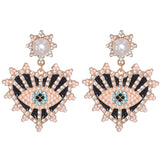 AVEURI Trendy Ethnic Love Heart Shape Evil Eye Drop Earrings For Women Vintage Statement Crystal Dangle Earring Jewelry Gift