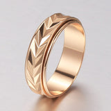 Aveuri Graduation gifts 2023 New 6mm Spinner Rings For Women Men 585 Rose Gold Color Rotate Freely Spinning Casual Vintage Fine Jewelry GR78