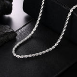 Aveuri Alloy 16/18/20/22/24 Inch 4mm Twisted Rope Chain Necklace For Women Man Fashion Wedding Charm Jewelry