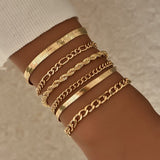 AVEURi 2023 Vintage Multilayer Silver Color Snake Chain Bracelets For Women New Hip Hop Punk Fashion 6Pcs/Set Bracelet Sets Jewelry
