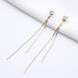 Aveuri 2023 Long Silver Plated Crystal Leaf Tassel Drop Earrings For Women Wedding Fashion Jewelry Gift
