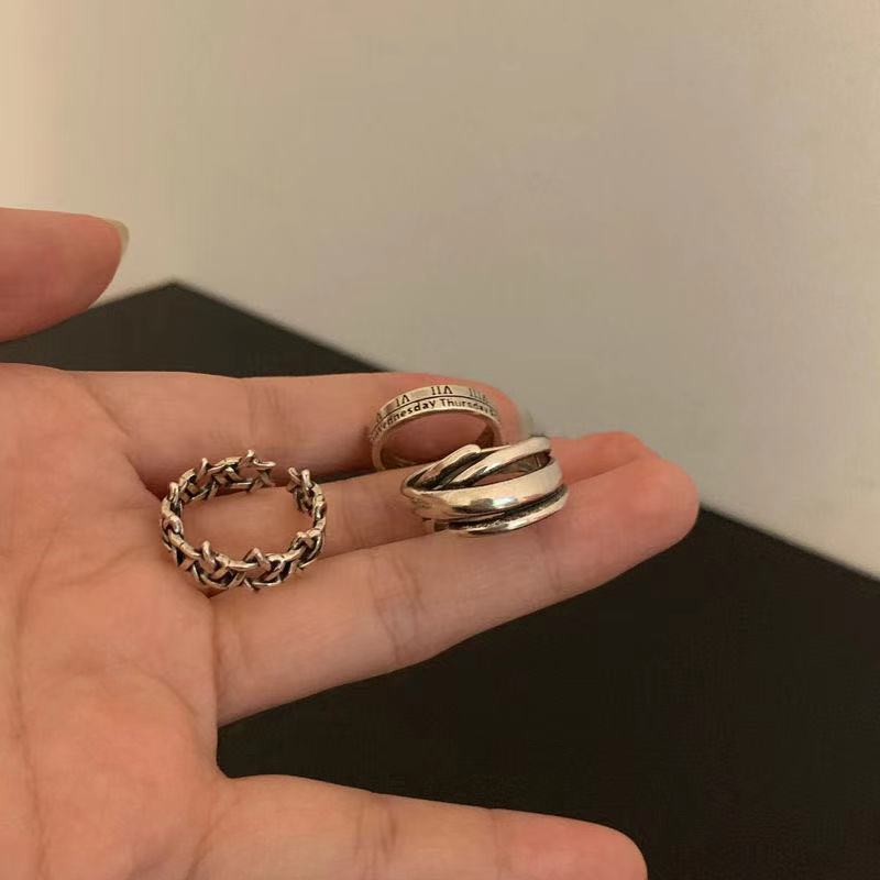 LATS Punk Gold Wide Chain Rings Set for Women Girls Fashion Irregular Finger Thin Ring 2023 Female Trendy Jewelry Party Gift