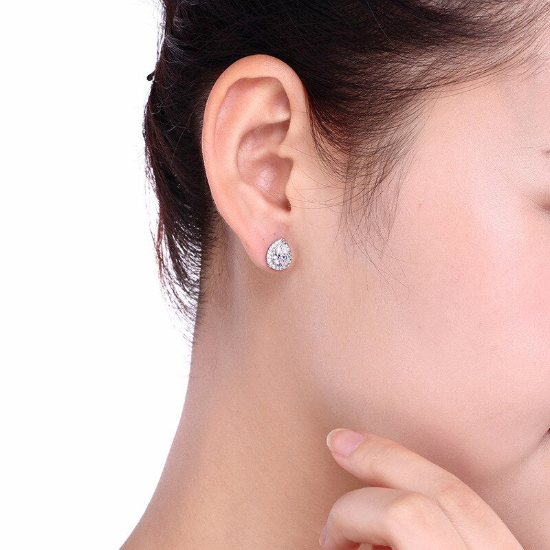 Christmas Gift Earring Luxury Female  Zircon Stone Earrings Fine Jewelry Vintage Double Stud Earrings For Women