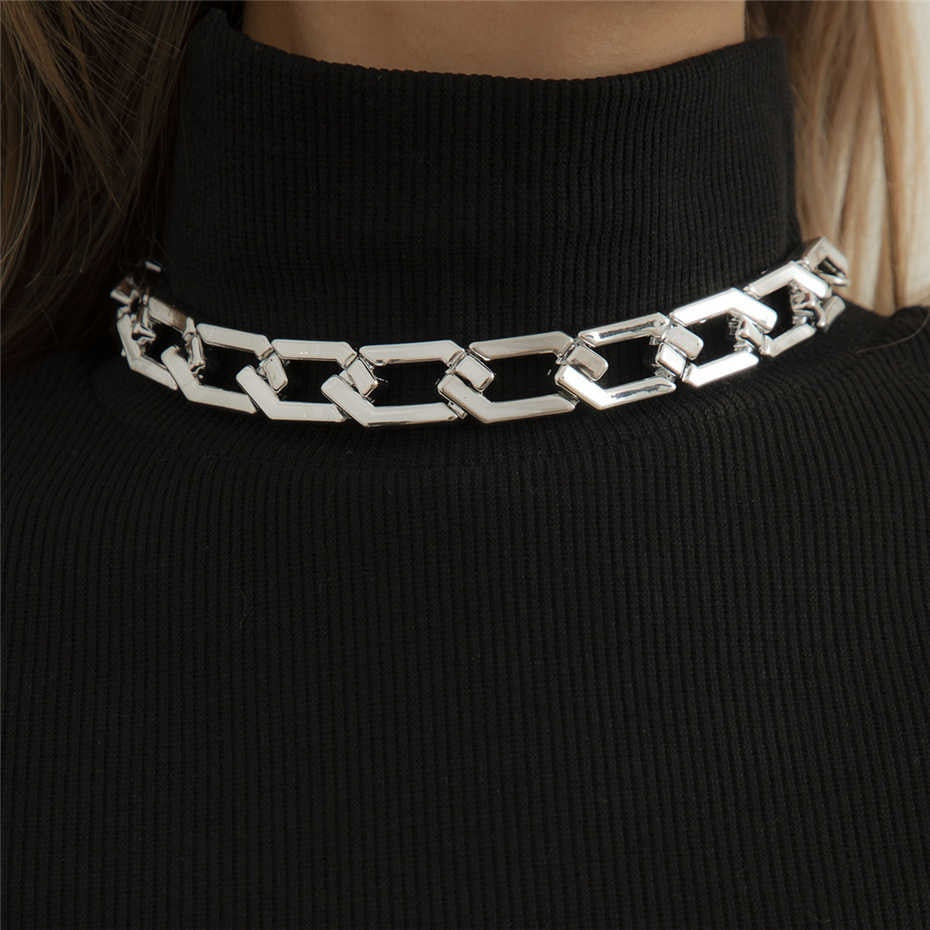 Aveuri  Exaggerated Acrylic CCB Big Choker Necklace For Women Steampunk Men Rock Chunky Thick Chain On The Neck Goth Jewelry