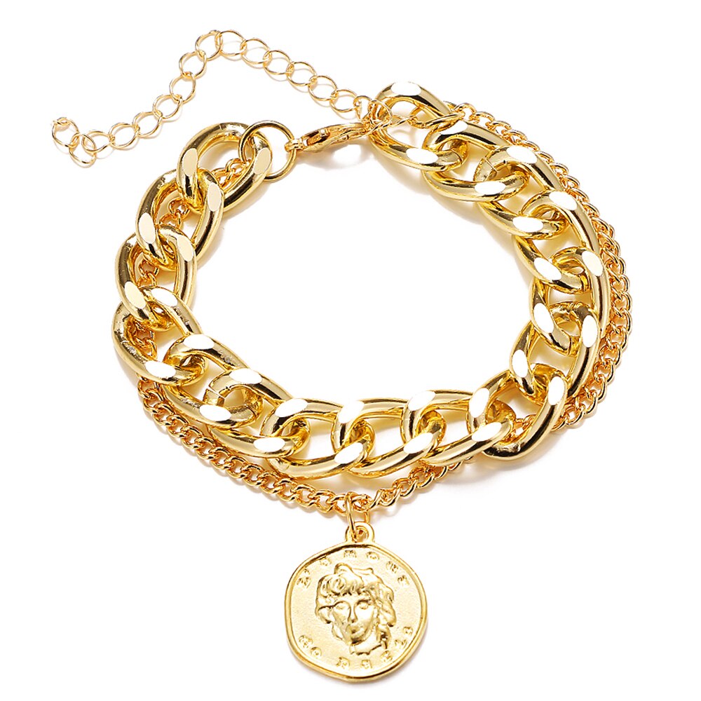 Aveuri Fashion Punk Hip Hop Gold Color For Women Cuban Thick Twisted Bracelets Bangles Charm Metal Bracelets Jewelry 2023