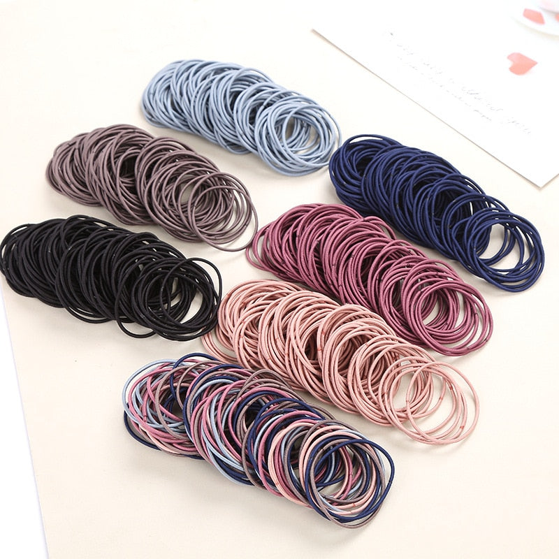 Aveuri Back to school  50Pcs/Bag Girls Elastic Hair Band Hair Rope Small Rubber Bands Ponytail Holder Women Girls Scrunchie Hair Tie Hair Accessories