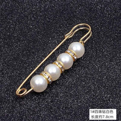 Lapel Pin Women Simulated-Pearl Pendant Pins Crystal Rhinestone Brooch For Woman Scarf Buckle Clips Hat Clothes Multipurpose Pin