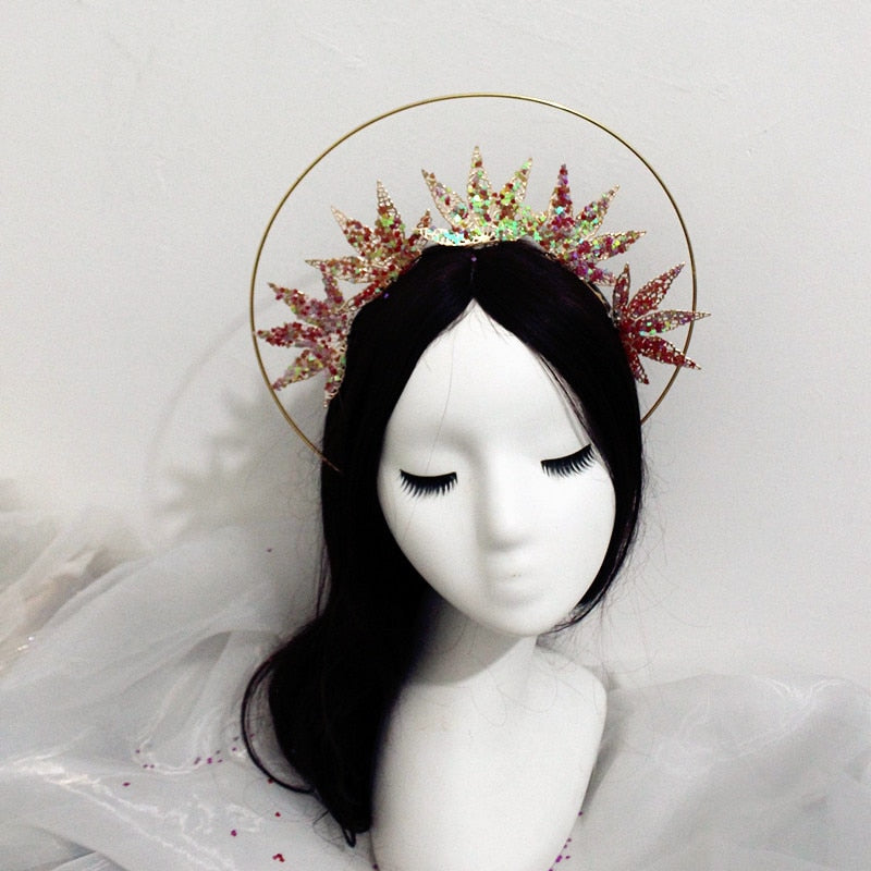 Lolita Tiara Crown Headband DIY Material Package Halloween Vintage Sun Goddess Baroque Halo Headpiece Parts