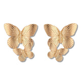 Aveuri Fahion Double Layer Butterfly Drop Earrings for Women Lovely Animal Goldn Dangle Earrings Jewelry Wholesale pendientes8949